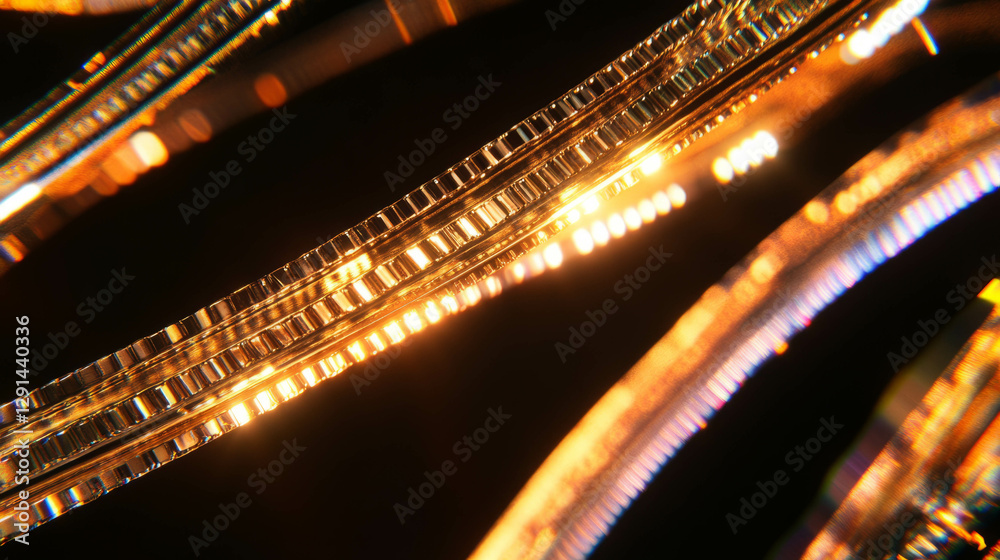 Poster abstract pattern of reflective zipper teeth with light effects