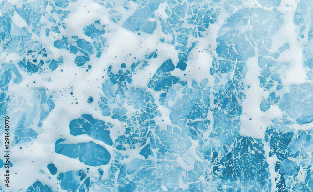 Poster abstract blue background with white soap foam texture for clean and fresh design concepts