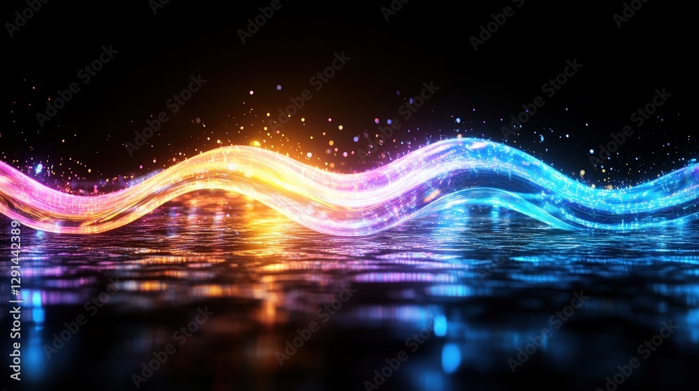 Poster abstract background with colorful waves and lights creating a dynamic visual effect for design proje