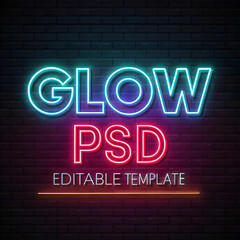 futuristic glow text effect psd editable template