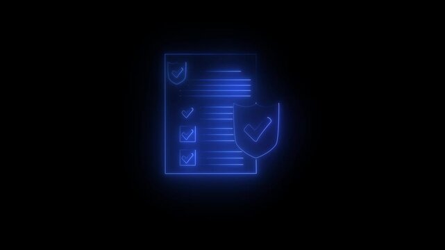 People with NID card verify icon, profile verify account neon icon animation Isolated on Black Background.ID Card icon. Identification cards neon icon. dentification card outline icon.
