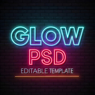 futuristic glow text effect psd editable template