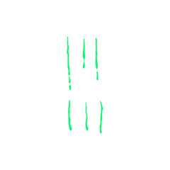 Green paint stripes, vector abstract ink brushstrokes set, graffiti spraying vertical lines dripping stain, paint smear