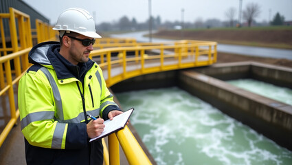 A professional environmental engineer inspect the operation of the Quality Monitor