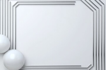 Minimalistic layout features white background with geometric lin