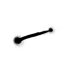 Illustration of graffiti element, black line with airbrush paint splatters and splashes.