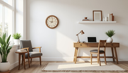 Modern home office setup with natural light, workspace inspiration