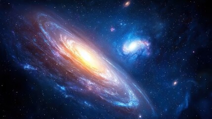 Obraz premium Astronomy celestial gradient planets. A stunning galaxy with vibrant colors set against a dark cosmic background.