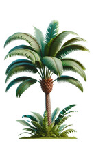 palm tree isolated on white, transparent background 
