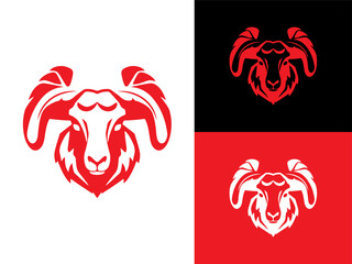 Creative Minimalist Iconic Sheep Head Logo Design Vector Illustration