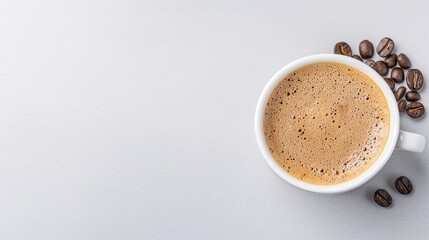 Obraz premium Coffee Cup with Foam on Gray Background