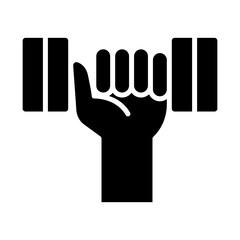 Lifting dumbbell icon in glyph style