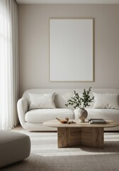 Frame blank mockup design. Livingroom wall poster mock up. Interior mock-up with home background. Modern interior design. 3D render