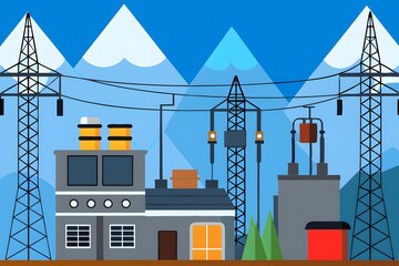 Power Station Energy Generation in the Mountains