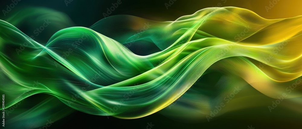 Poster abstract green wave background with smooth flowing lines and textures for design and creative projec