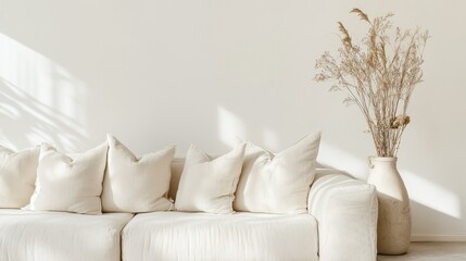 Minimalist Square Arm Sectional on White Background