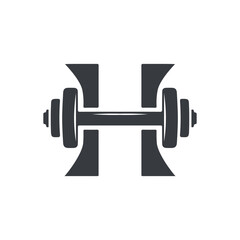 Modern Minimalist Letter H Dumbbell Logo Design Vector Illustration