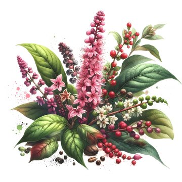 Phytolacca acinosa Roxb watercolor painting
