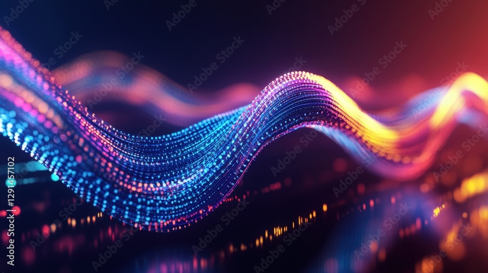 Fototapete Abstract wave technology background with vibrant colors and smooth flowing lines in a digital design concept