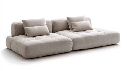 Modern Armless Sofa on White Background