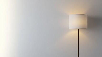Modern Brass Floor Lamp with White Shade on White Background