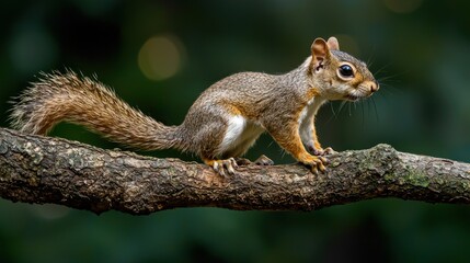 Obraz premium A squirrel perched on a tree branch