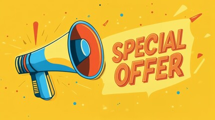 Megaphone announcing special offer, as an advertisement for sales or promotions.