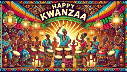 Traditional Kwanzaa Drumming Celebration with Festive Music