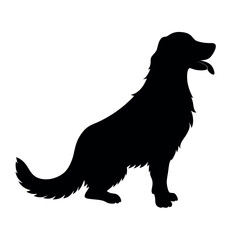 Obraz premium A dog Sitting on the ground vector silhouette, isolated white background