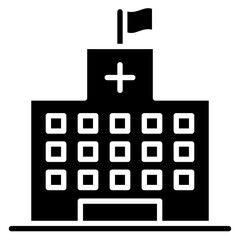 Obraz premium Hospital building icon in glyph style