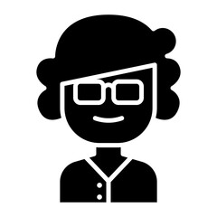 old woman icon in glyph style