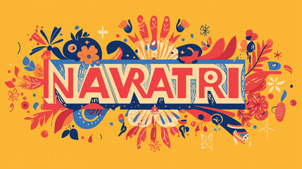 Obraz premium Happy Navratri, Logo Design or Unit Design with festive design elements. Colourful Navratri Greetings design.