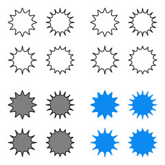 Starburst icon set. Simple flat style vintage labels, stickers. Special Offer Sale Tag, Discount Offer Prince Label.