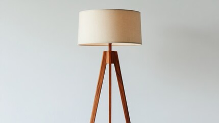 Scandinavian Wooden Floor Lamp on White Background