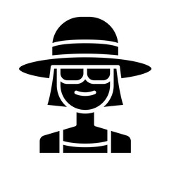 Female traveler icon in glyph style