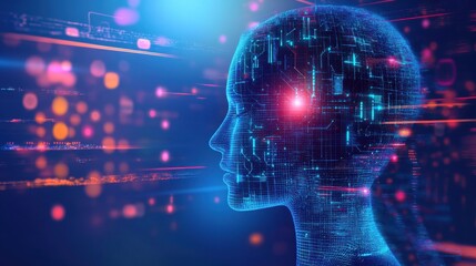 Obraz premium AI-enhanced customer experience, futuristic marketing insights, glowing engagement analytics,