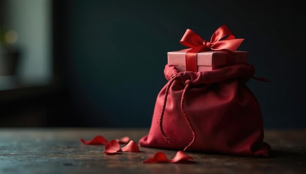 Geschenk in einem dunklen Sack auf einem Tisch, schatten, dunkel, dunkel