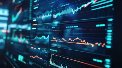 Obraz premium AI-enhanced financial analysis dashboard displaying real-time stock market predictions