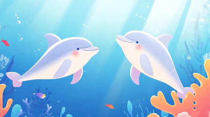 Fototapeta premium Dolphins Playing Underwater