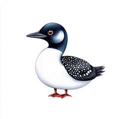 Detailed Illustration of a Majestic Loon Bird with Unique Black and White Feather Patterns