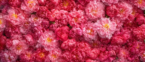 Beautiful peonies bloom in a tranquil garden during late spring, showcasing pink petals and lush green leaves