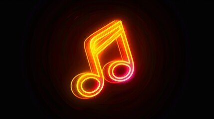A neon musical note on a dark background creates a dynamic and modern visual effect. Ideal for posters, album covers or advertising music events.