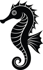 Fototapeta premium Seahorse Silhouette Vector Illustration for Coastal and Marine-Themed Designs