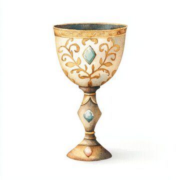 Elegant watercolor goblet design artistic studio digital illustration bright environment detailed viewpoint, isolated on white background
