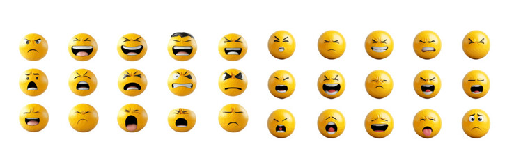 Fototapeta premium A professionally designed set of vibrant 3D cartoon emoji illustrations, each representing a different gesture or emotion