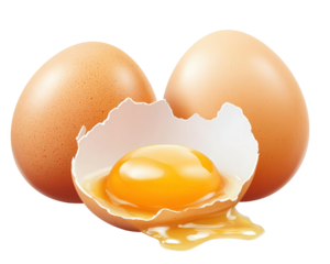 Freshly Broken Egg with Yolk on transparent background, egg png, broken egg png