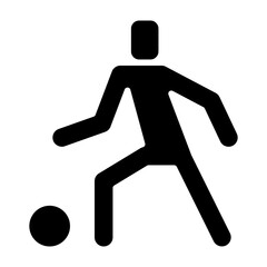 Playing football icon in glyph style