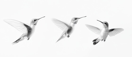 Obraz premium Hummingbird in flight showcasing intricate details against a soft background