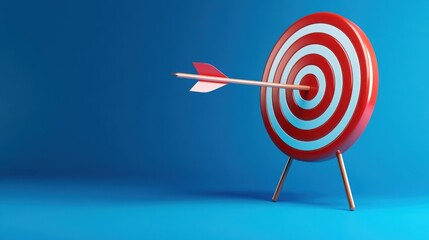 Red Target with Arrow Hitting Bullseye Goal Achievement Concept Image