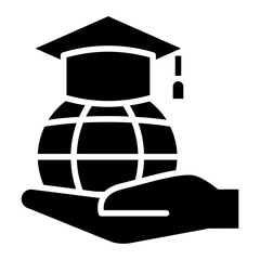 Study aboard icon in glyph style